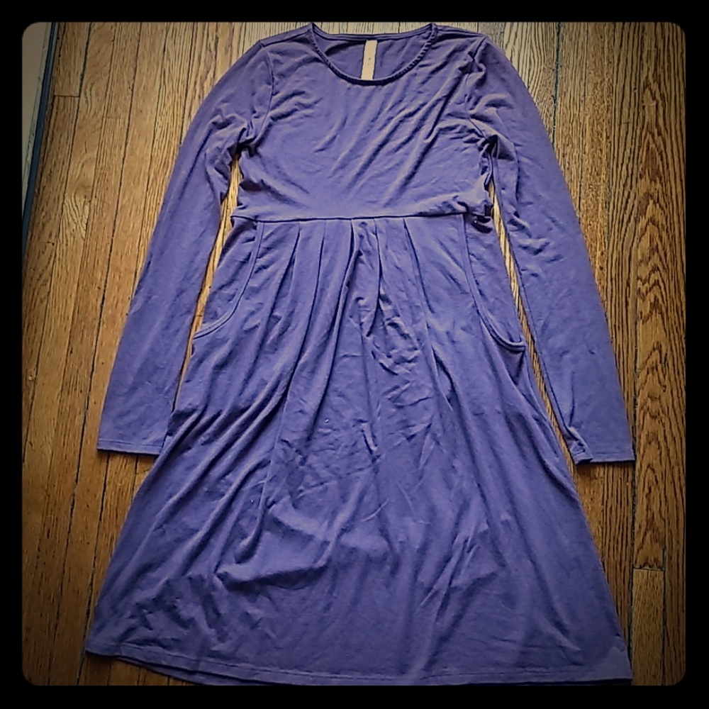 Purple A-Line Dress with Pockets